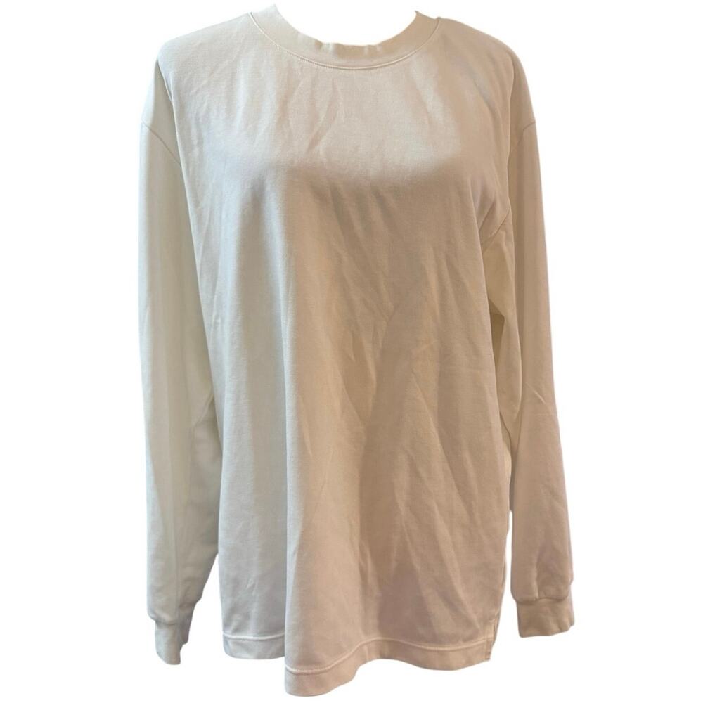 Uniqlo U White Oversized Long Sleeve Crewneck Sweatshirt Shirt XL
